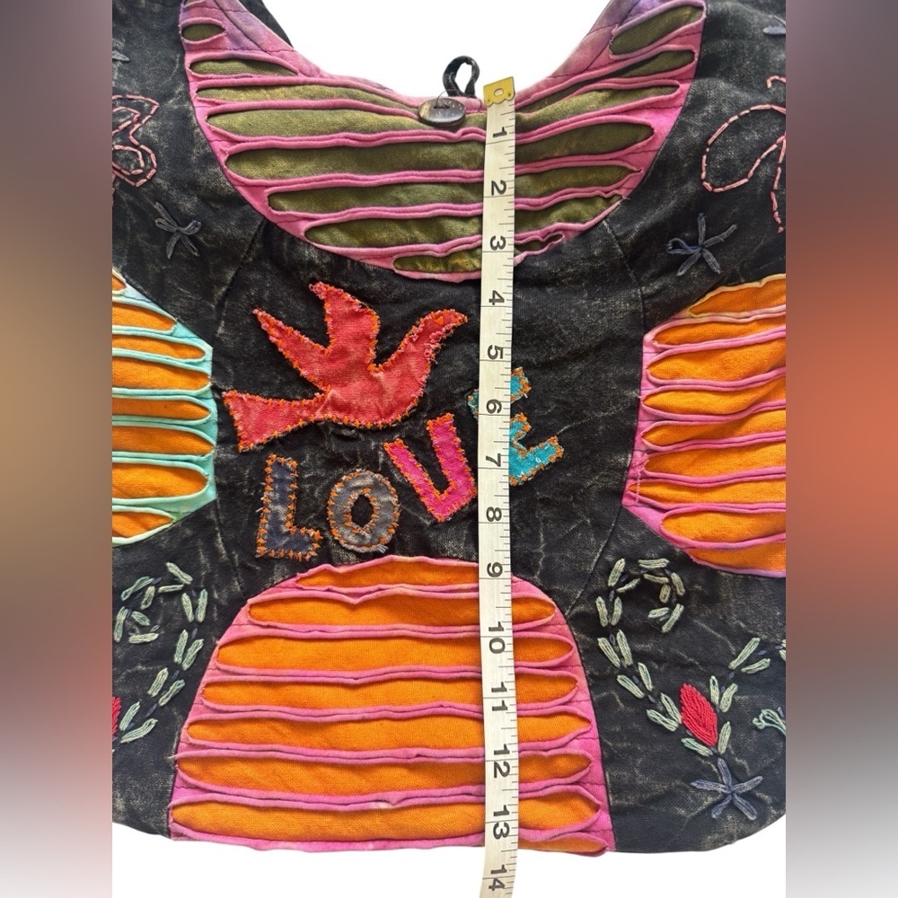 Flying High Footpath Trading Co Multicolor BOHO Hippie Cotton Crossbody Bag - Picture 10 of 13